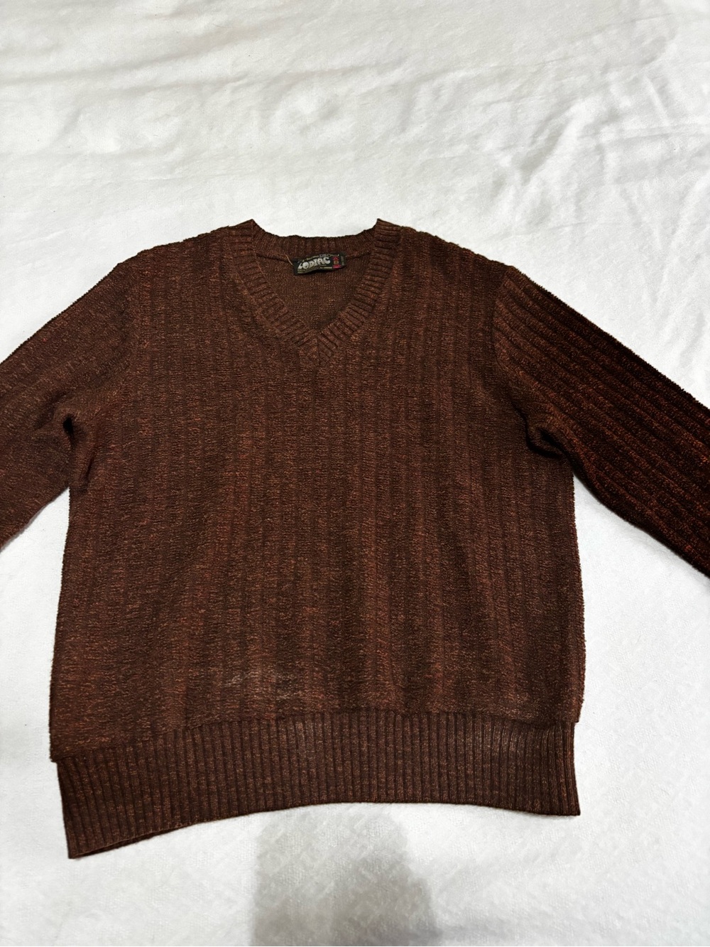 Vintage V-Neck Brown Ribbed Sweater